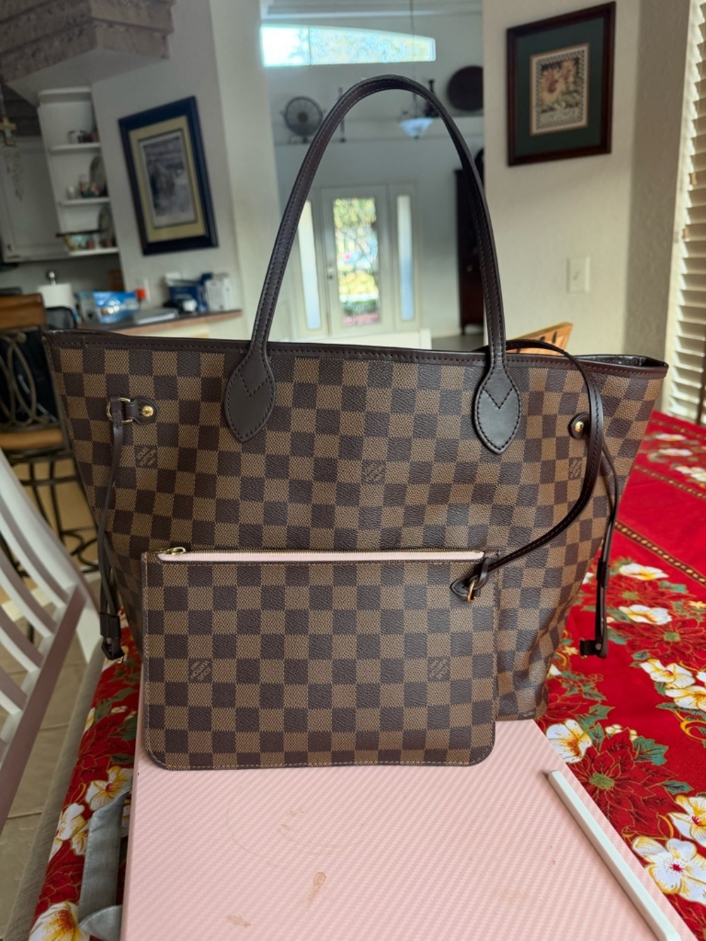 Louis Vuitton Classic Checker Tote Bag in Brown